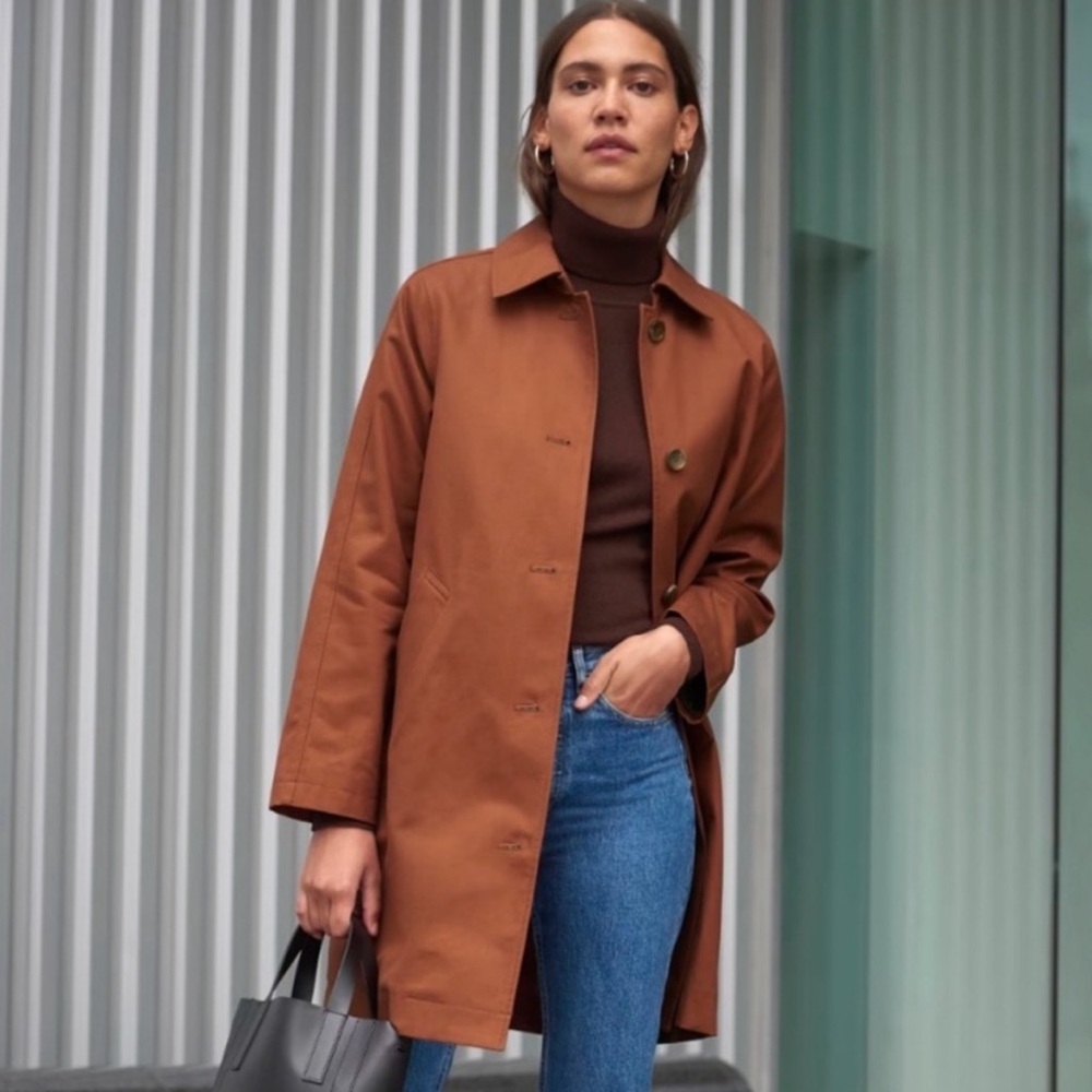 Everlane 100% Cotton The Mac Coat in Cocoa Brown (Size 0)